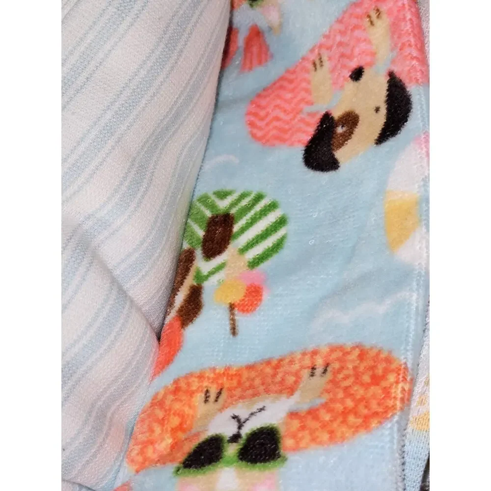 Cynthia Rowley Summer Kitchen Towels Dogs Floating in Pool Super Cute Set of 3